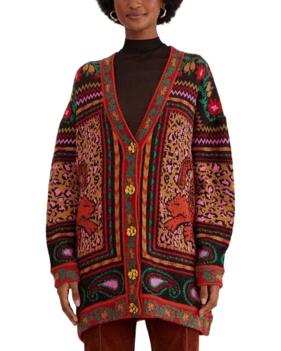 Farm Rio Mixed Tapestry Prints Knit Wool-blend Cardigan In Multi
