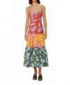 Farm Rio Mixed Tropical Swing Sleeveless Midi Dress In Multi In Multi