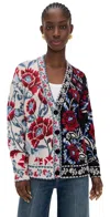 Farm Rio Mixed Valentina Black Knit Cardigan Mixed Valentina Black In Multi