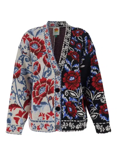 Farm Rio Mixed Valentina Floral Button Cardigan In Multi