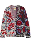 Farm Rio Multicolor V-neck With Cardigan With Floral Motif In Wool Blend Woman In Multi