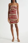 Farm Rio Mixed Waves Metallic Body-con Minidress In Red Multi