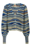 Farm Rio Mixed Waves Striped Cardigan In Multi