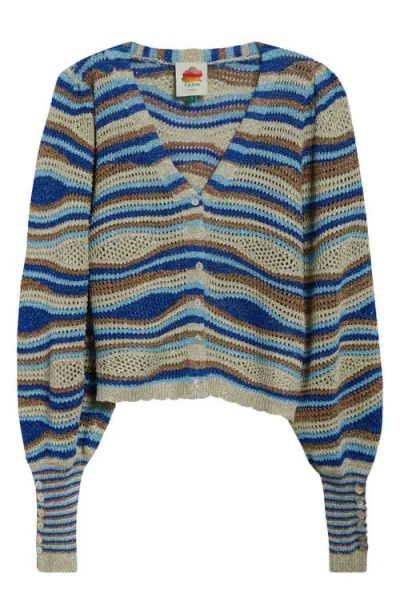 FARM RIO FARM RIO MIXED WAVES STRIPED CARDIGAN