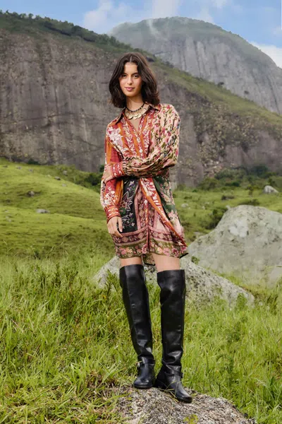 Farm Rio Mixed Winter Garden Lenzing Ecovero Viscose Mini Dress In Multi