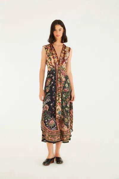 Farm Rio Mixed Winter Garden Lenzing Ecovero Viscose Sleeveless Maxi Dress In Multi