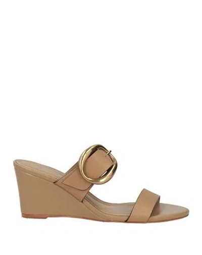 Farm Rio Mocha Buckle Wedge Sandal Woman Sandals Khaki Size 7.5 Leather In Multi