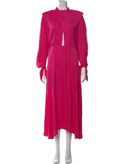 Pre-owned Farm Rio Mock Neck Long Dress In Pink