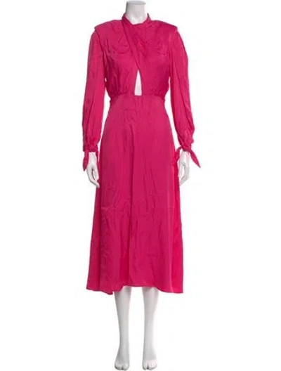 Pre-owned Farm Rio Mock Neck Long Dress W/ Tags In Pink