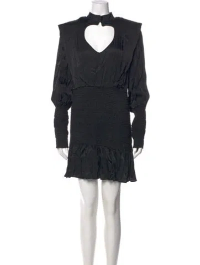 Pre-owned Farm Rio Mock Neck Mini Dress In Black