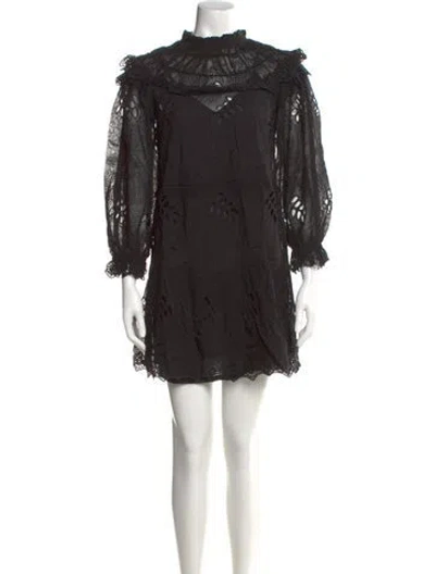 Pre-owned Farm Rio Mock Neck Mini Dress W/ Tags In Black
