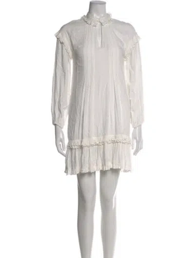 Pre-owned Farm Rio Mock Neck Mini Dress In White