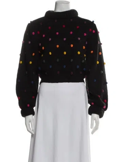 Pre-owned Farm Rio Mock Neck Sweater In Black