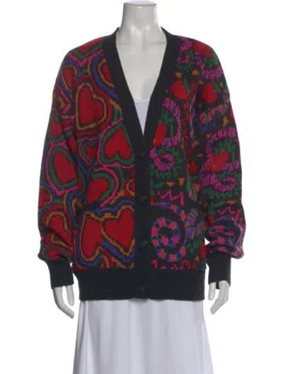 Pre-owned Farm Rio Mohair Patterned Sweater In Black