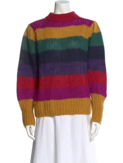 Pre-owned Farm Rio Mohair Striped Sweater In Purple