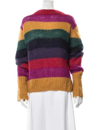 Pre-owned Farm Rio Mohair Striped Sweater In Red