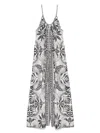 Farm Rio Elegance Scarf Linen Blend Wide-leg Jumpsuit In Weiss