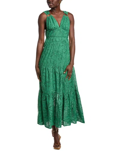 Farm Rio Monstera Corset Tie Maxi Dress In Green