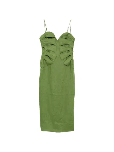 Farm Rio Monstera Leaf Sleeveless Maxi Dress In Green