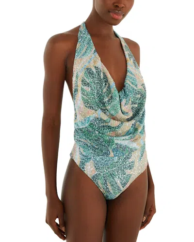Farm Rio Mosaic One Piece Swimsuit In Blue