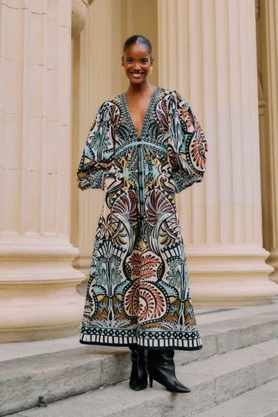 Farm Rio Multicolor Balamana Maxi Dress In Blue