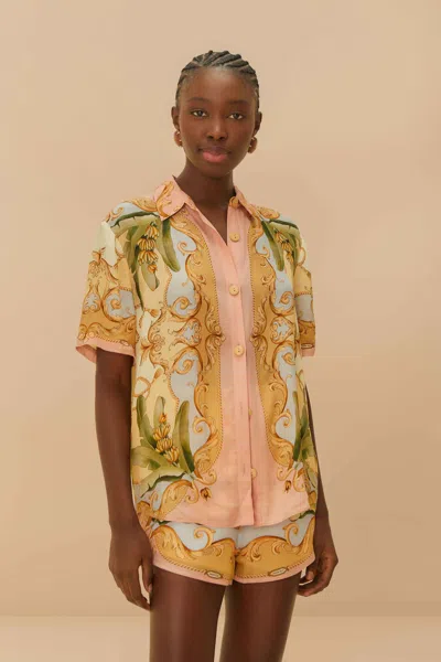 FARM RIO MULTICOLOR BANANA ROYALTY KALEIDOSCOPE SHIRT