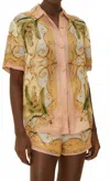 Farm Rio Multicolor Banana Royalty Kaleidoscope Shirt In Yellow In Brown