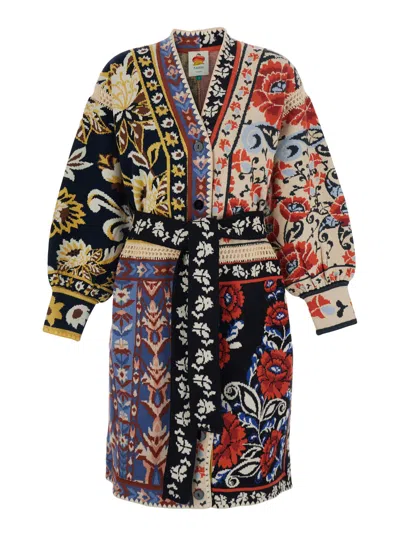 Farm Rio Multicolor Cardigan With All-over Floral Print In Cotton Woman