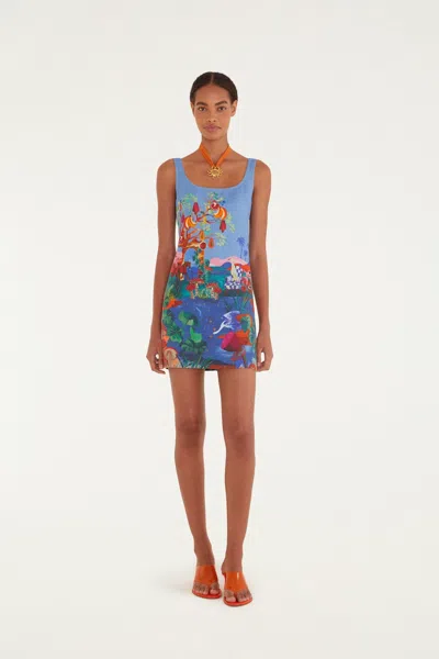 Farm Rio Multicolor Dream Landscape Euroflax Premium Linen Mini Dress