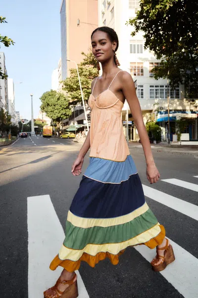 Farm Rio Multicolor Pleats Lenzing Ecovero Euroflax Maxi Dress