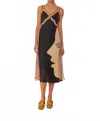 Farm Rio Multicolor Sleeveless Midi Dress In Surreal Scarf Sand In Black