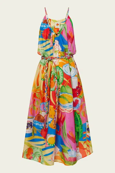 Farm Rio Multicolor Summer Picnic Midi Dress