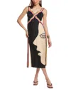 Farm Rio Multicolor Sleeveless Midi Dress In Surreal Scarf Sand In Multi