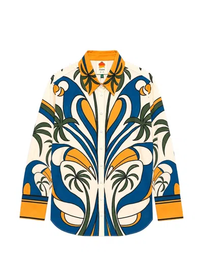 Farm Rio Long-sleeved Tropical Print Shirt With Button Closure In Multi