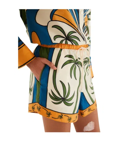 Farm Rio Multicolor Tropical Graphic Drawstring Pockets Shorts