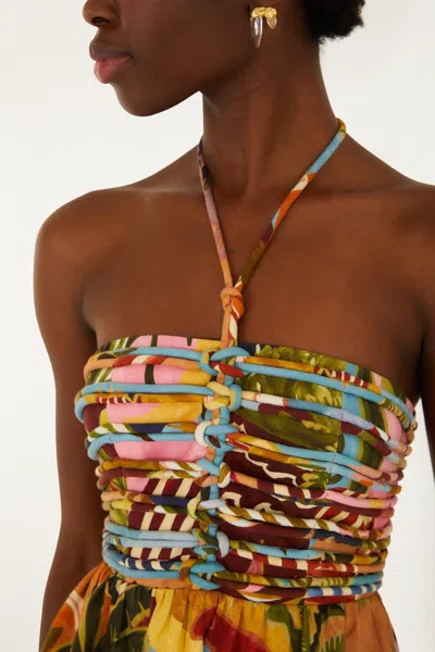 Farm Rio Multicolor Tropical Painting Lenzing Ecovero Euroflax Midi Dress