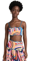 Farm Rio Multicolor Waves Crop Top Multicolor Waves In Multicolor Waves