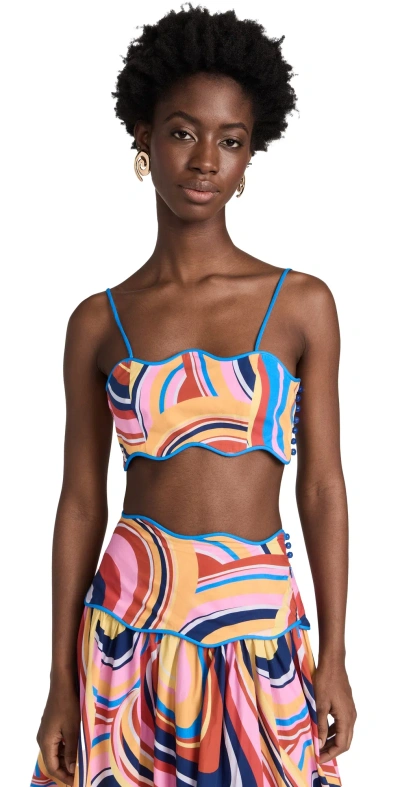 Farm Rio Multicolor Waves Crop Top Multicolor Waves