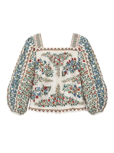 Farm Rio Shirt Fruit Beauty Scarf With Long Sleeves In White Women