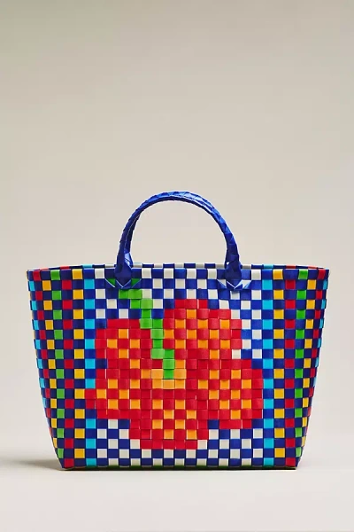 Farm Rio Multi-colored Woven Tote Bag In Blue