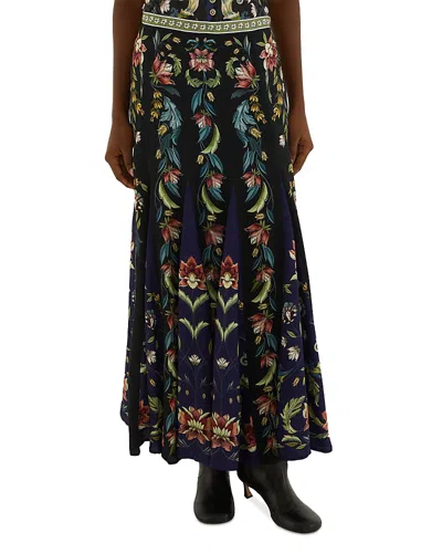 Farm Rio Natalia Black Maxi Skirt In Multi