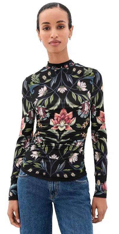 Farm Rio Natalia Jersey Blouse Natalia Black In Multi