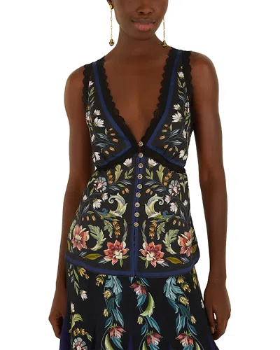 Farm Rio Natalia Sleeveless Blouse In Multi