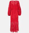 Farm Rio Nature Guipure Lace Maxi Dress In Red