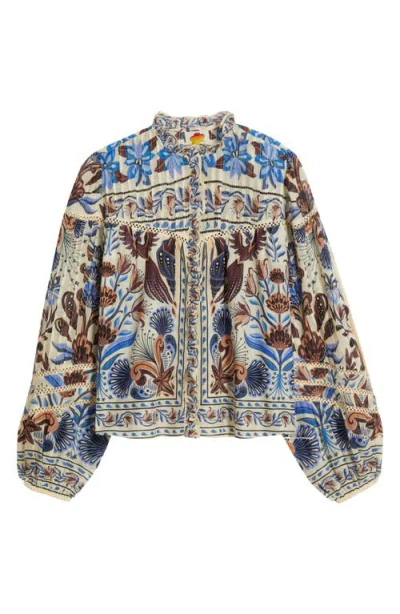 Farm Rio Nature Land Mixed Print Cotton Button-up Shirt