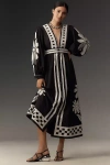 Farm Rio Nature Black Printed Cotton Maxi Dress In Black