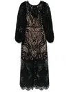 Farm Rio Nature Guipure Dress In Black