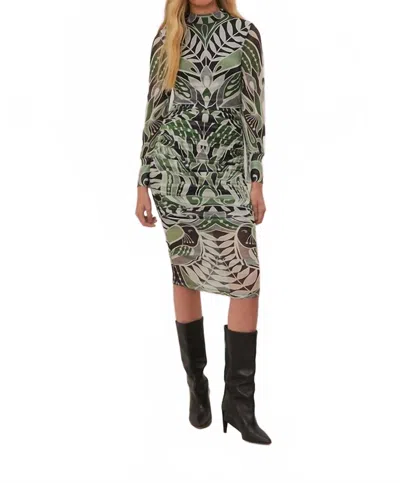 FARM RIO NATURE TULLE MIDI DRESS IN BLACK