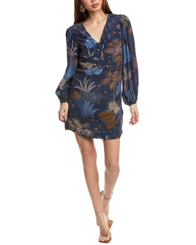 Farm Rio Night Jungle Mini Dress In Blue