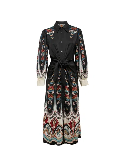 Farm Rio Nikita Winter Long Sleeve Midi Dress In Multi